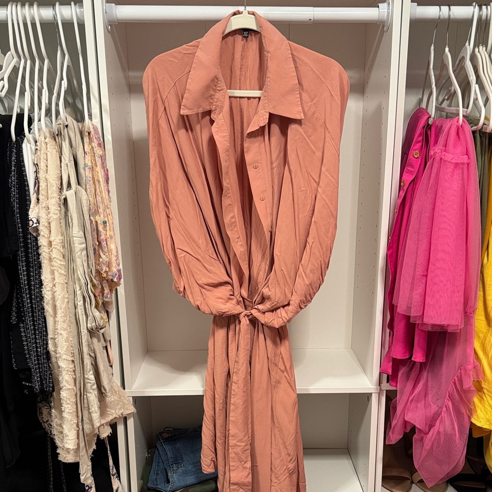 Peach Button-Up Dress